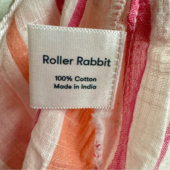 Roller Rabbit Tunic Swim Coverup Stripe Dress Tassels Pink Orange White Small S - Picture 7 of 12